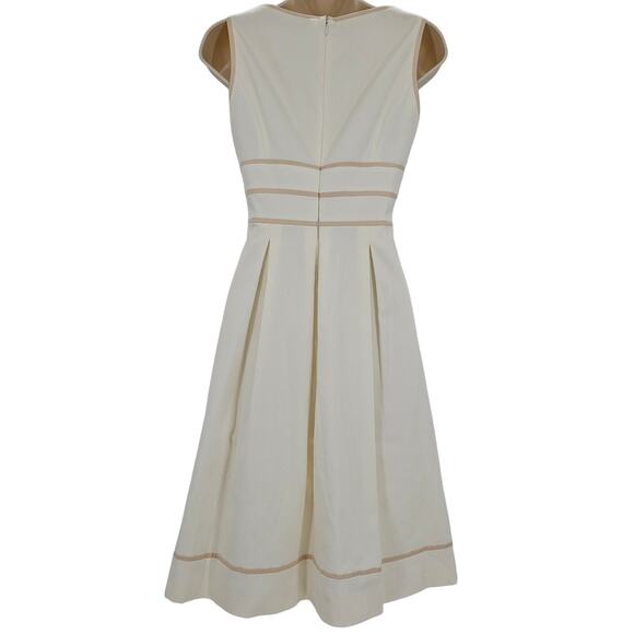 Antonio Melani Womans size 0 A-Line Textured Stretch Cotton Midi Dress Ivory Tan - Picture 3 of 8